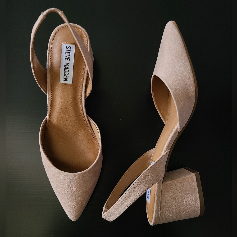Steve Madden Davies Slingback Block Heel in Blush size 9